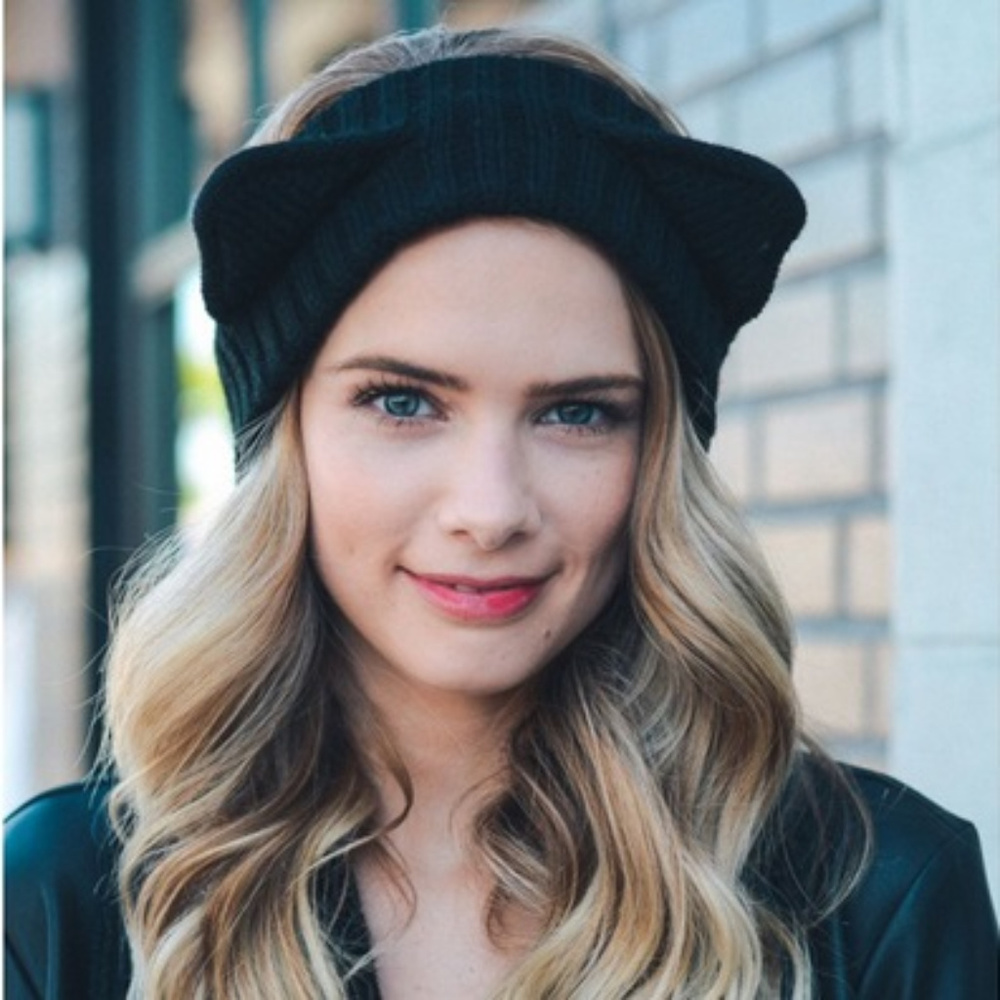 💲Sale 10/$15 ❤️ - Animal Cat Dog Pet Ears Crochet Rib Knit Black Hat Headband